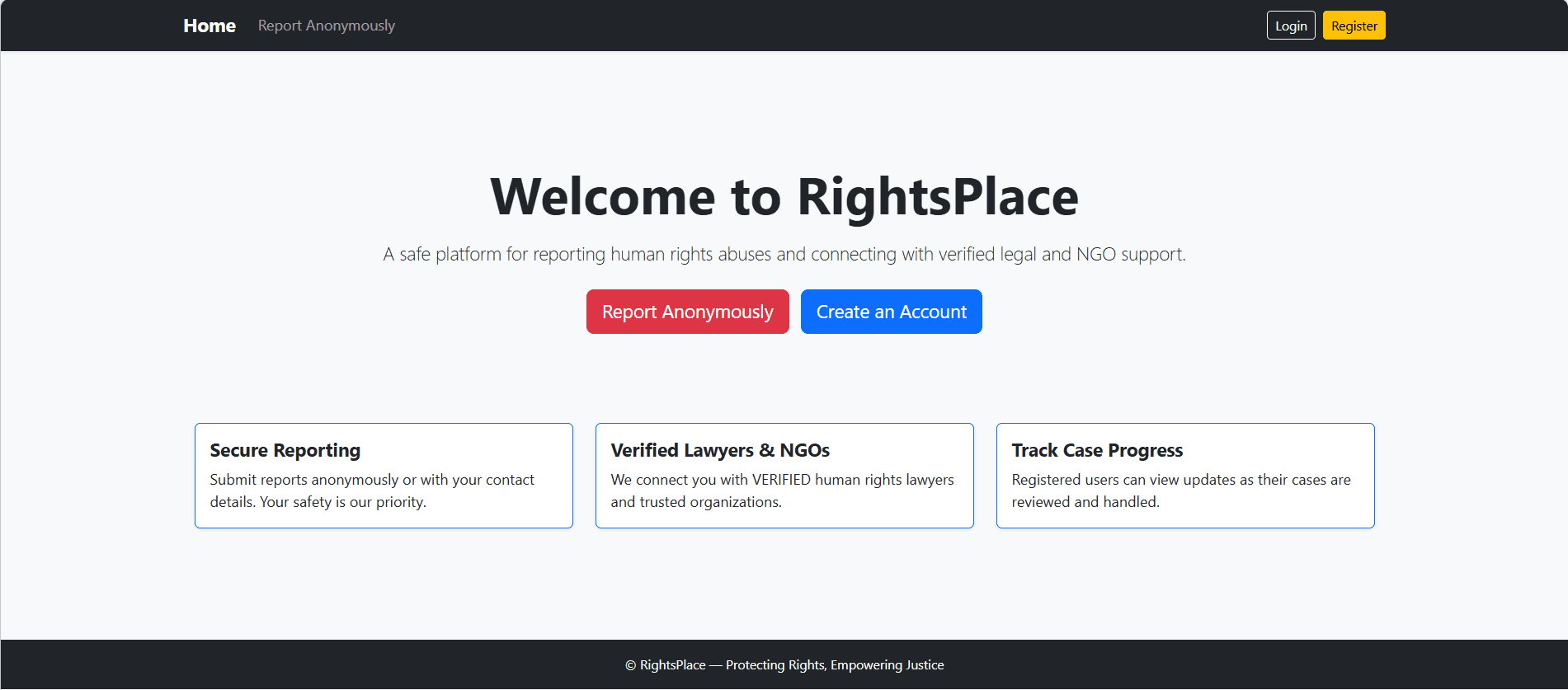 RightsPlace homepage
